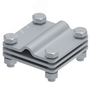 Изображение товара Соединитель крестовой 65х65 для параллельного, крестового и Т-образного соединения прутка диаметром 6-10 мм/полосы до 40 мм, с разделительной пластиной, монтаж с помощью 4 винтов с шестигранной головкой M8X25 и 4 шестигранных гаек M8, горячеоцин (шт)