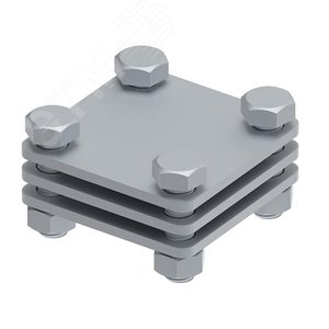 Изображение товара Соединитель с промежуточной пластиной для параллельного и перпендикулярного соединения полосы до 30 мм, горячеоцинкованная сталь (шт)