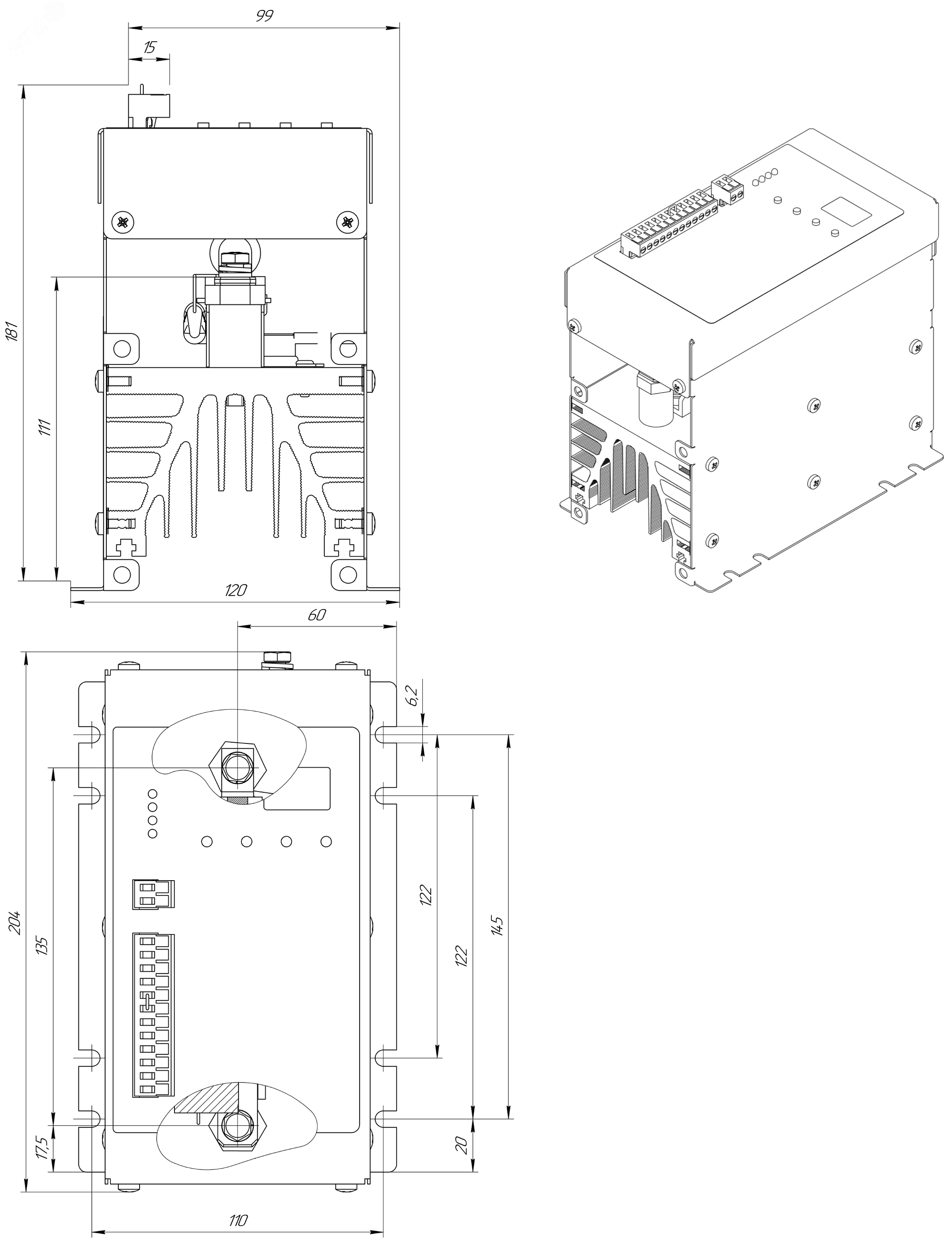 Изображение товара Регулятор мощности тиристорный ТРМ-1М-60-RS485 для автоматизации