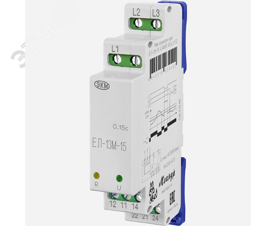 Изображение товара Реле контроля трехфазного напряжения ЕЛ-13М-15 АС230В УХЛ2 для крановых электродвигателей