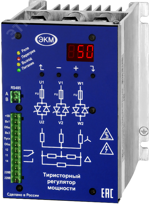 Изображение товара Регулятор мощности тиристорный ТРМ-3МN-30-RS485 для промышленных систем