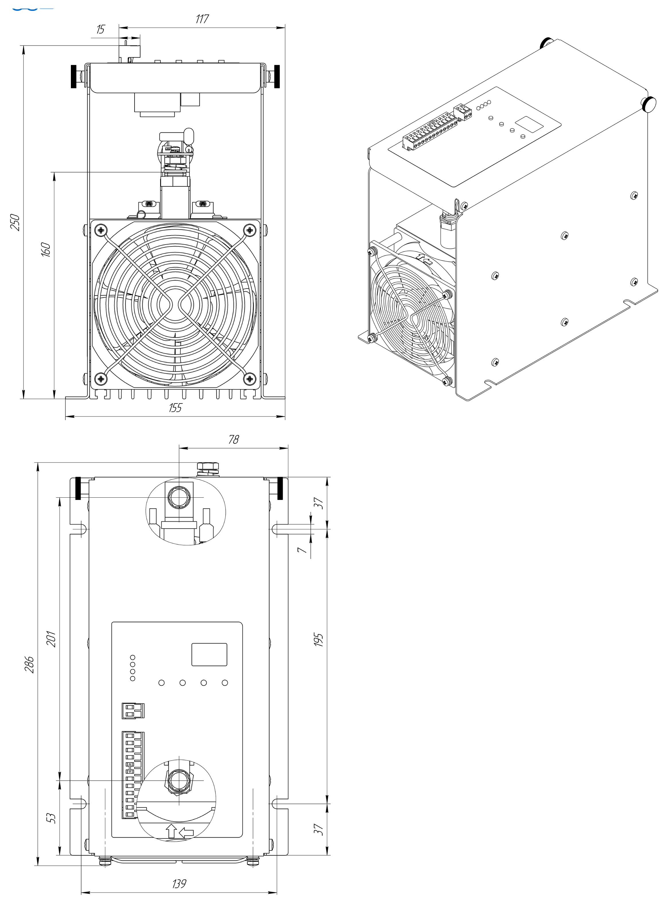 Регулятор мощности тиристорный ТРМ-1М-125-RS485