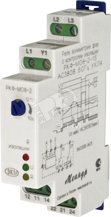 Изображение товара Реле контроля фаз РКФ-М08-1-15 AC400В УХЛ4 для защиты двигателей