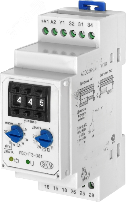 Реле времени РВО-П3-081 0.01с-999ч катушка управления AC/DC 36-240В РВО-П3-081 ACDC36-240В Меандр