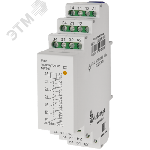 Изображение товара Реле промежуточное МРП-6 DC24В УХЛ4 (шт)