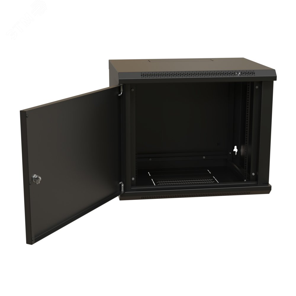 Шкаф настенный 19-дюймовый 19'' 12U 650x600х600мм металлическая передняя дверь с замком черный RAL 9004 WRline'' WR-TW-1266-SR-RAL9004 WRLine - превью 3