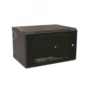 Шкаф настенный 19-дюймовый 19'' 9U 500x600х600мм стеклянная дверь с перфорацией ручка с замком черный RAL 9004 WRline'' WR-TW-0966-GP-RAL9004 WRLine - 4