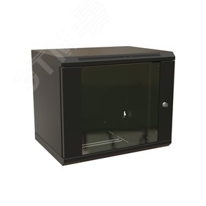 Шкаф настенный 19-дюймовый 19'' 12U 650x600х450мм стеклянная дверь с перфорацией ручка с замком черный RAL 9004 WRline'' WR-TW-1245-GP-RAL9004 WRLine - 4