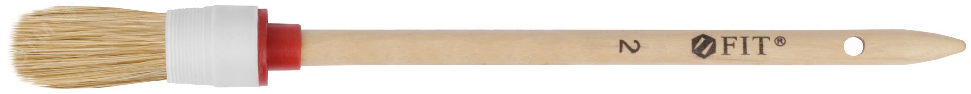 Изображение товара Круглая кисть для краски FIT IT №2 20 мм натуральная щетина деревянная ручка