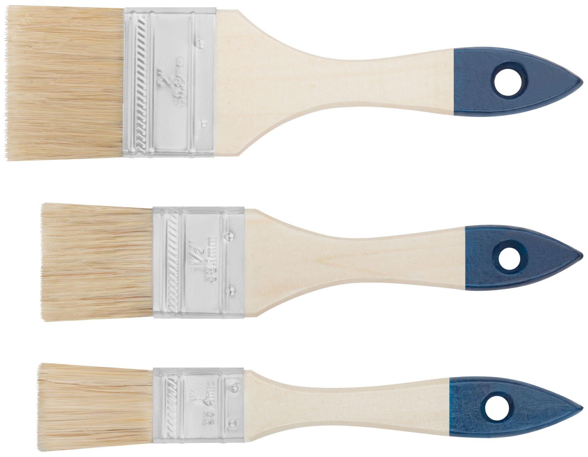 Изображение товара Кисти флейцевые, синяя ручка, набор 3 шт (1'', 1.5'', 2'') (шт)