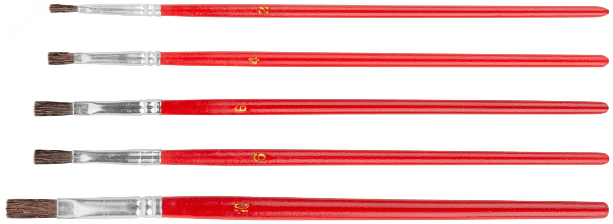 Изображение товара Набор художественных кистей FIT IT 5 шт, натуральная щетина, деревянная ручка