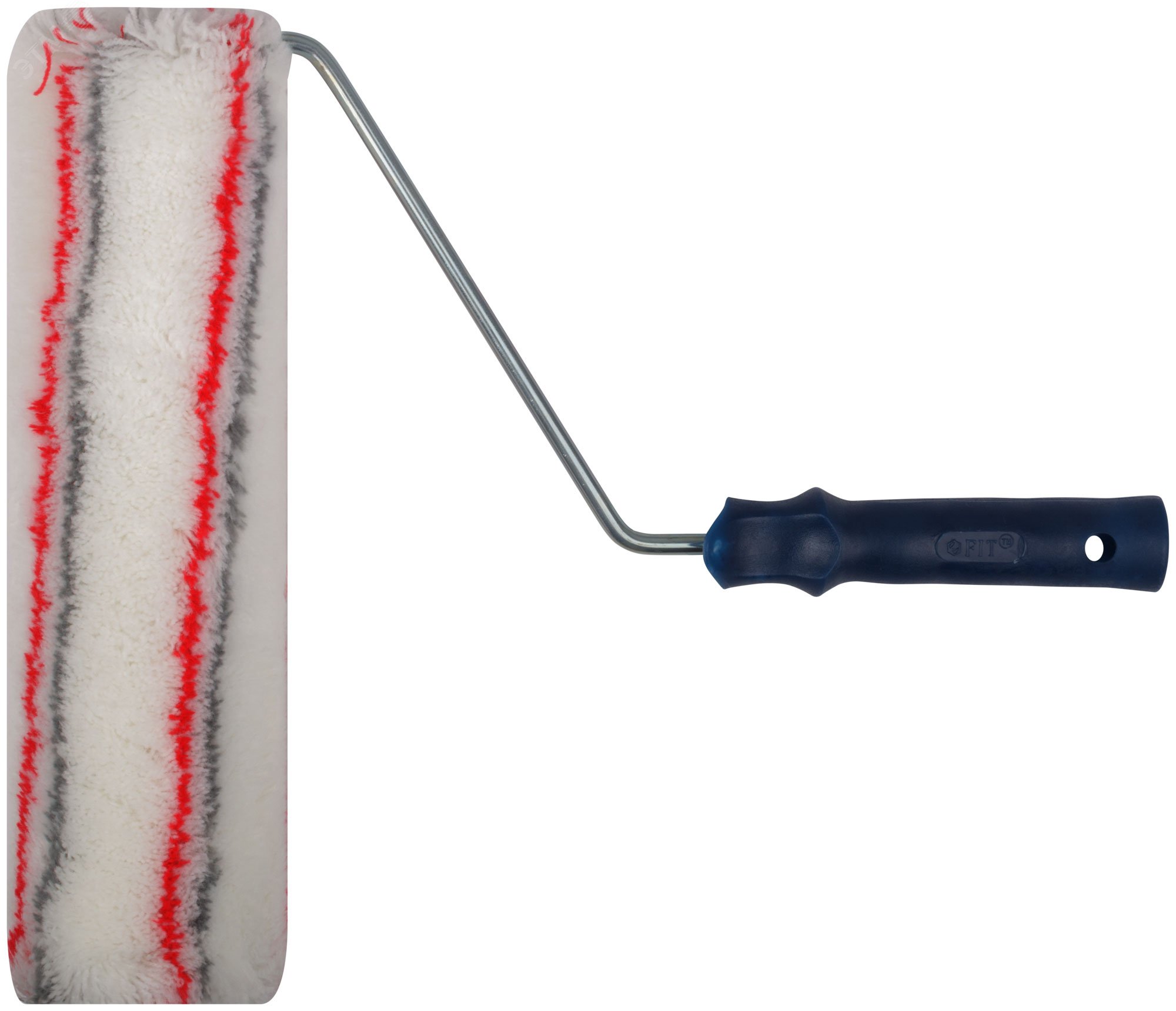 Изображение товара Валик полиакриловый нитяной, Профи, белый с серыми и красными полосами, бюгель 8 мм, диаметр 55/91 мм, ворс 18 мм, 300 мм (шт)