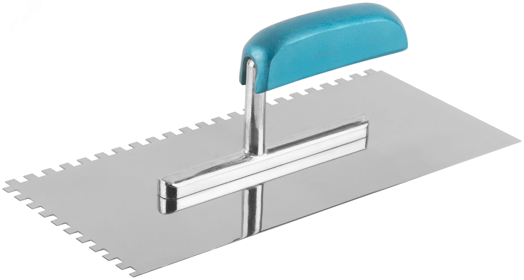 Изображение товара Гладилка нержавеющая с деревянной ручкой 280x130 мм зубчатая