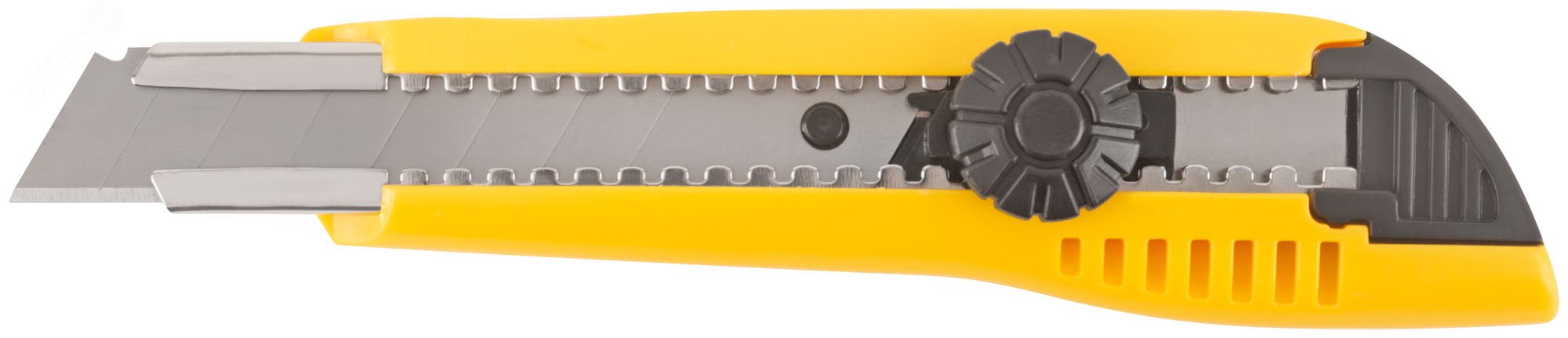 Изображение товара Технический нож 18 мм усиленный пластиковый с вращающимся прижимом для резки бумаги и картона