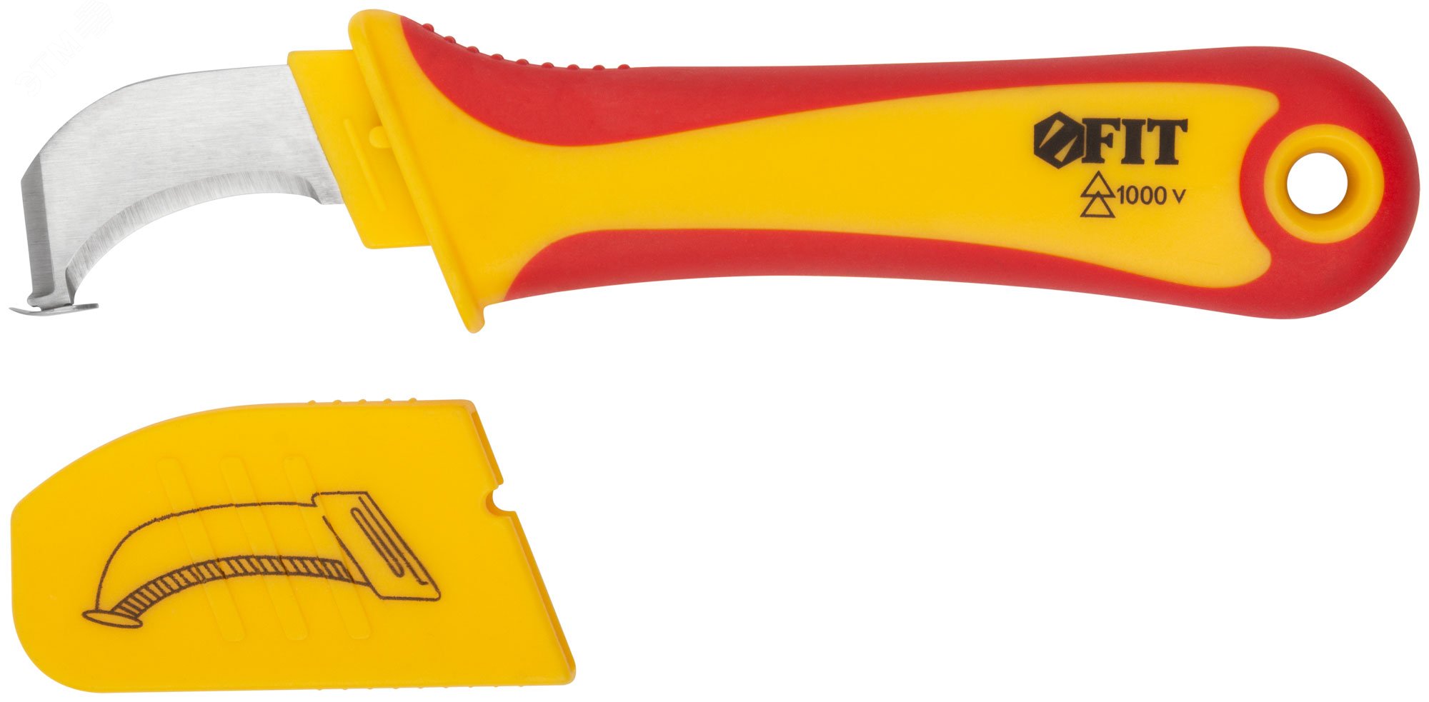 Изображение товара Нож изолированный 1000 В с пяткой, нерж.сталь, 170 мм, лезвие 37 мм, прорезин.ручка (шт)