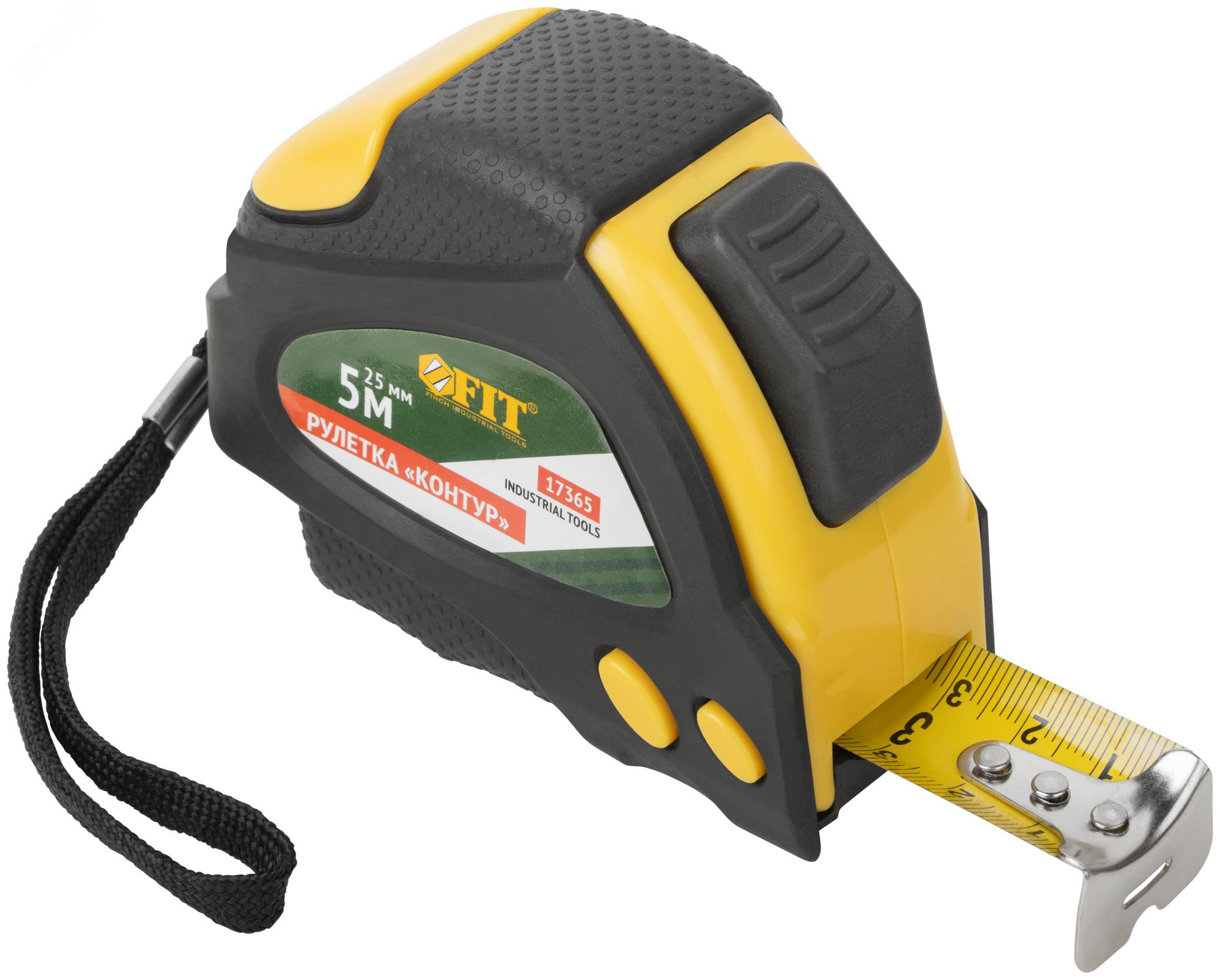 Изображение товара Рулетка Контур с автостопом 5 м прорезиненный корпус цв yellow черный