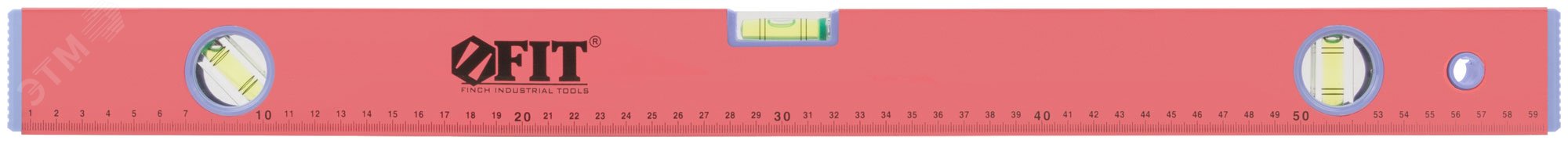 Изображение товара Строительный уровень Стандарт FIT IT 600 мм с 3 глазками из алюминия