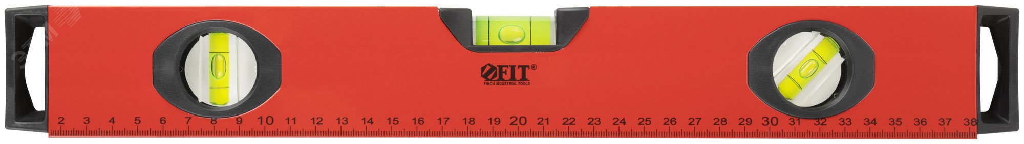 Изображение товара Строительный уровень 'Бизон' 3 глазка магнит, 400 мм, алюминий, красный