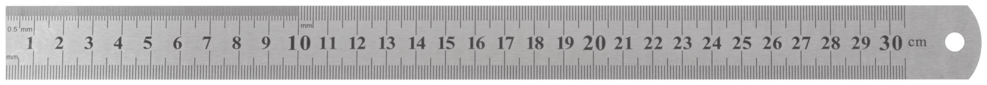 Изображение товара Линейка из нержавеющей стали 300 мм с двусторонней шкалой и дюймовой разметкой