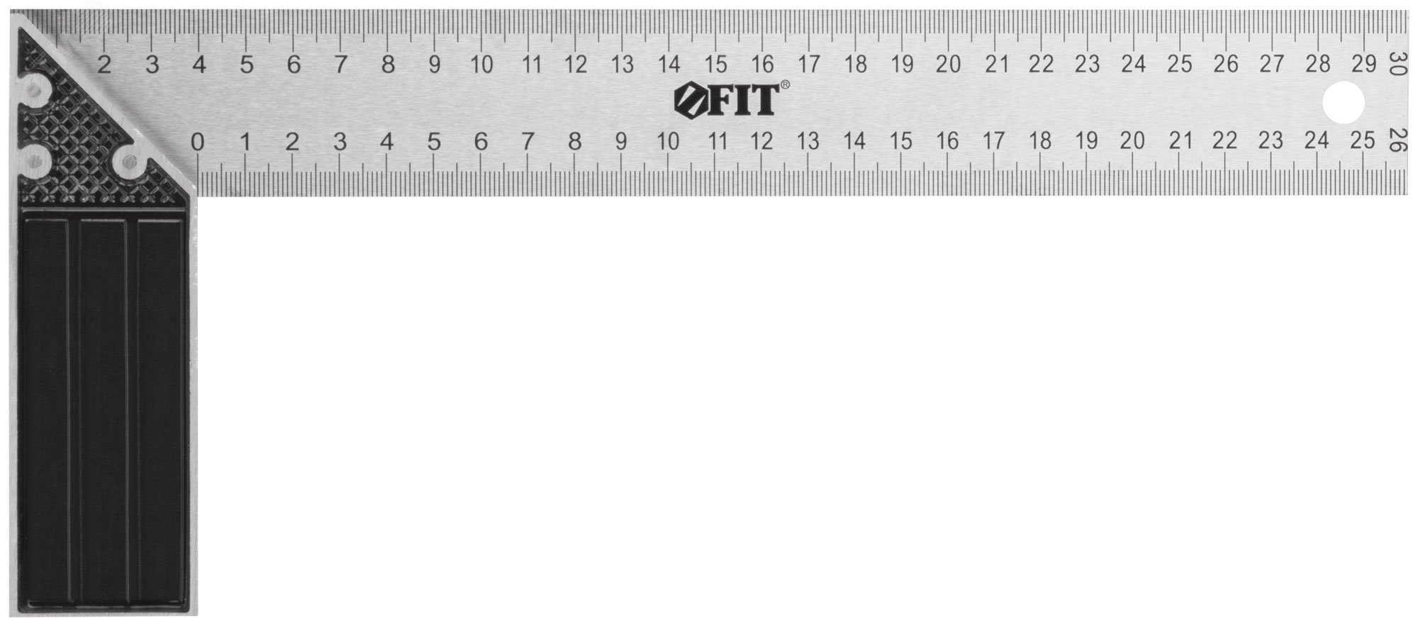 Изображение товара Угольник столярный 300 мм с рифленой шкалой и алюминиевым основанием