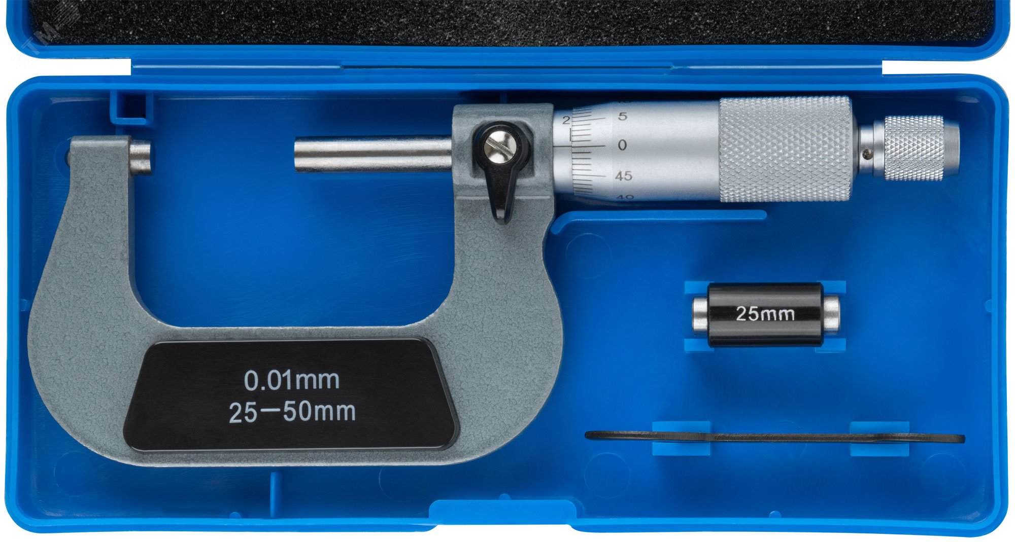 Изображение товара Микрометр наружный 25-50 мм 0,01 мм с корпусом из стали и футляром