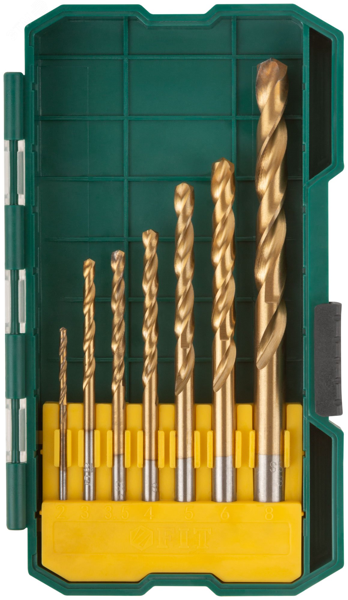 Изображение товара Набор сверл по металлу с титановым покрытием 7 шт (2-3-3,5-4-5-6-8 мм) FIT