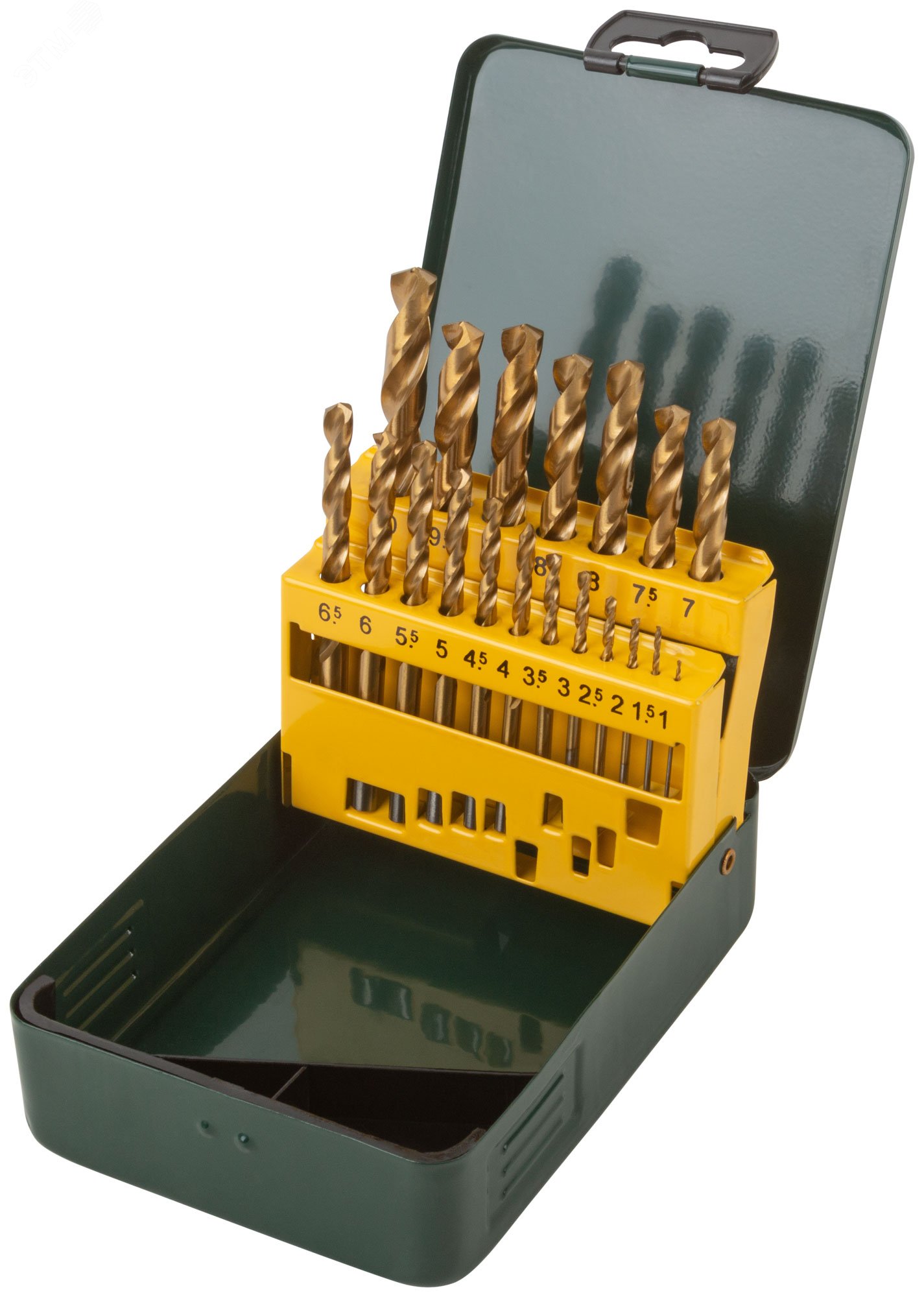 Изображение товара Набор сверл по металлу HSS с титановым покрытием 19 шт. 1-10 мм металлический кейс