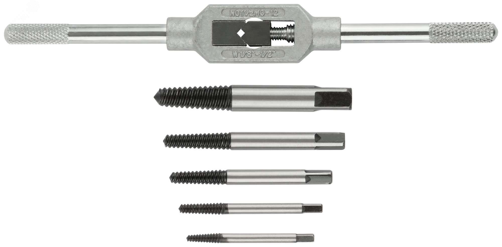 Изображение товара Набор экстракторов 5 шт с метчикодержателем для шурупов и болтов
