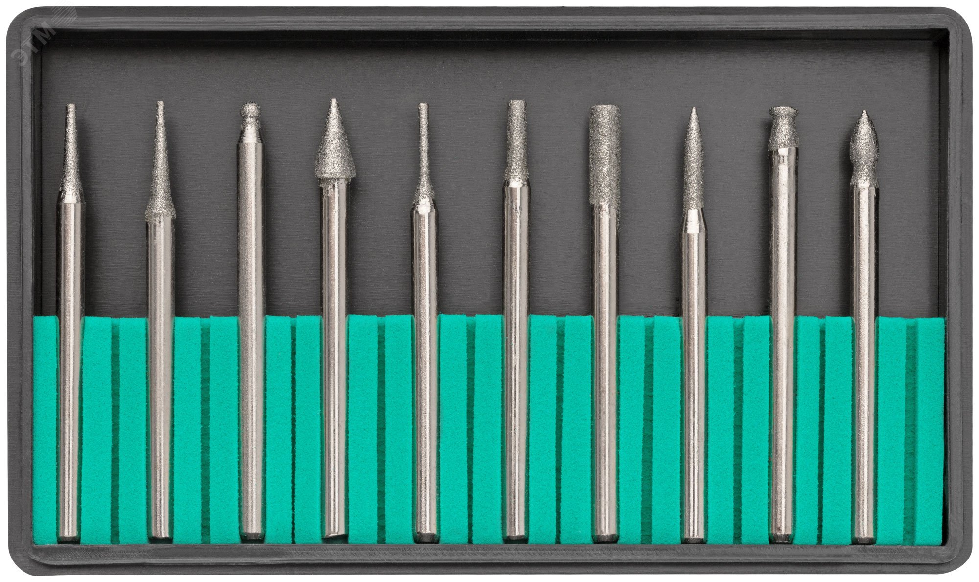 Изображение товара Шарошки алмазные FIT IT, 10 шт, диаметр 3 мм, универсальные для металлов стекла и камня