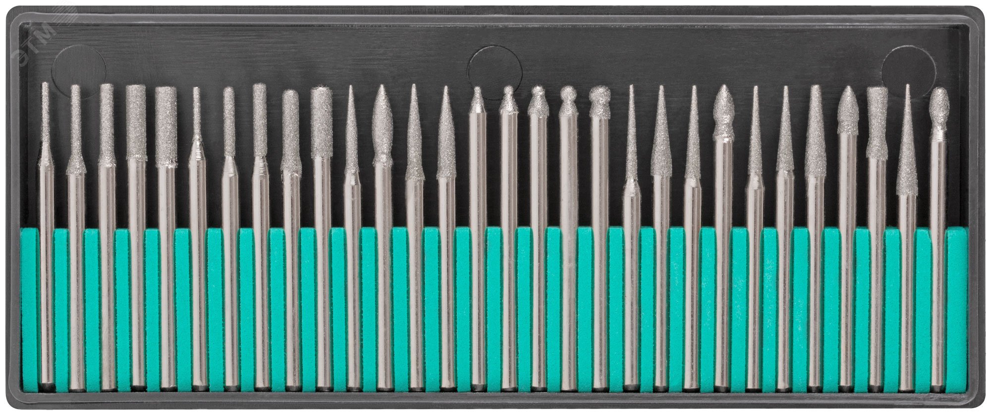 Изображение товара Шарошки алмазные 30 шт с диаметром хвостовика 3 мм для гравировки и шлифовки