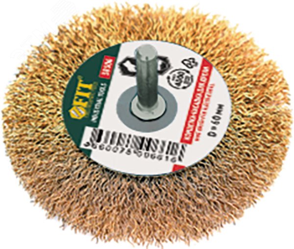 Изображение товара Кордщетка-колесо со штифтом 100 мм сталь латунь для дрели