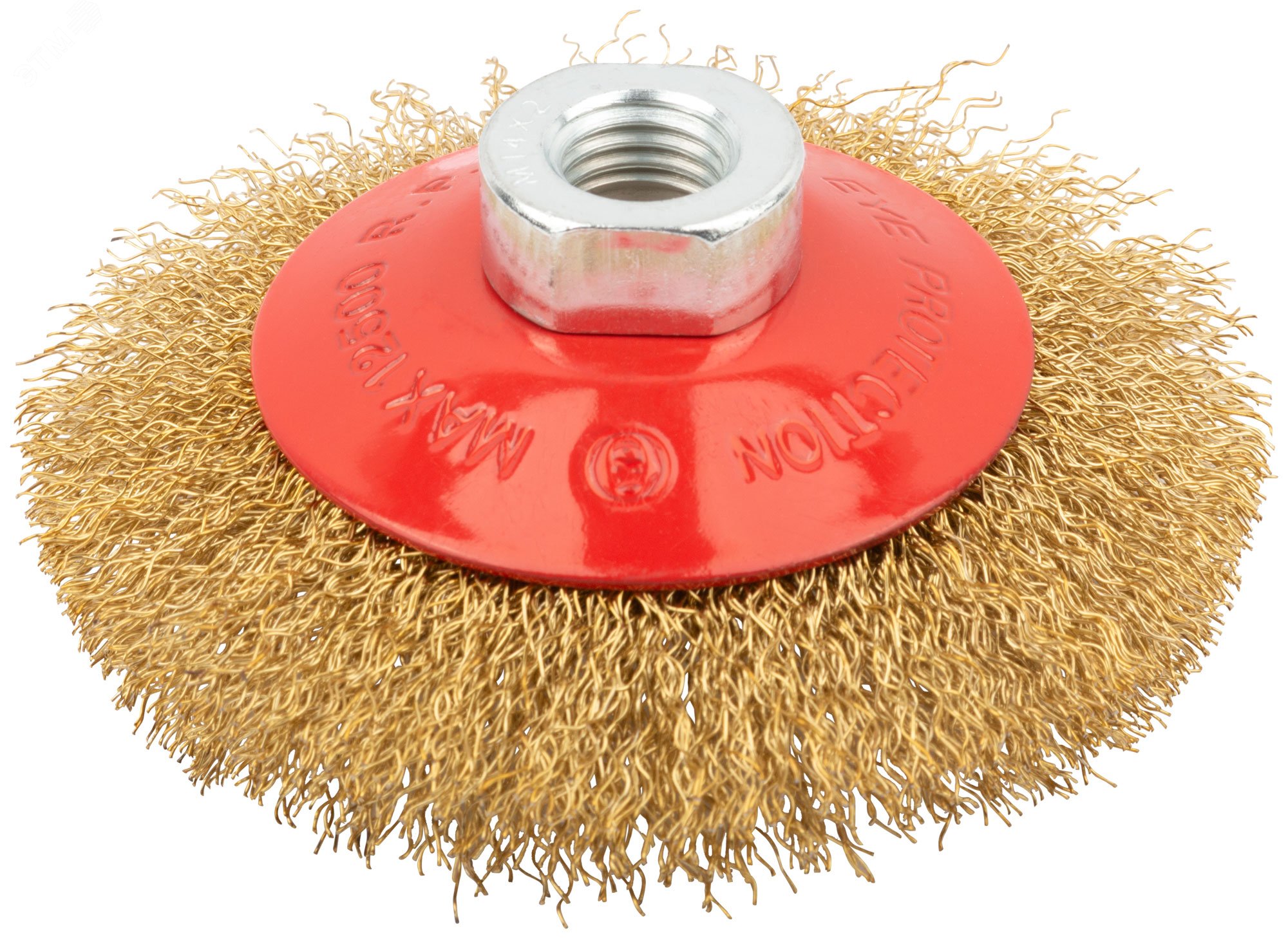 Изображение товара Корщетка-колесо с наклоном гайка М14 стальная латунная проволока 100 мм