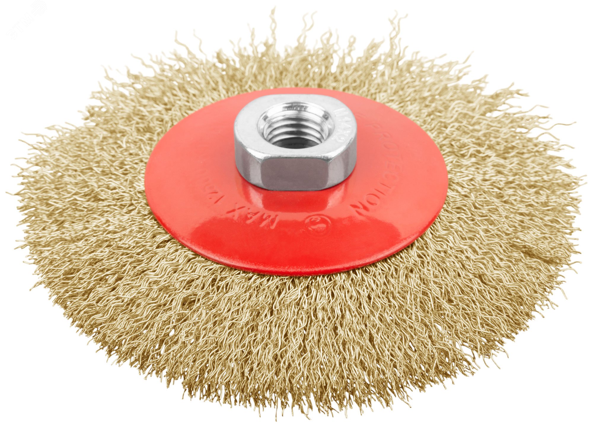 Изображение товара Корщетка-колесо с наклоном гайка М14 115 мм сталь латунь для УШМ Изображение товара Корщетка-колесо с наклоном гайка М14 115 мм сталь латунь для УШМ