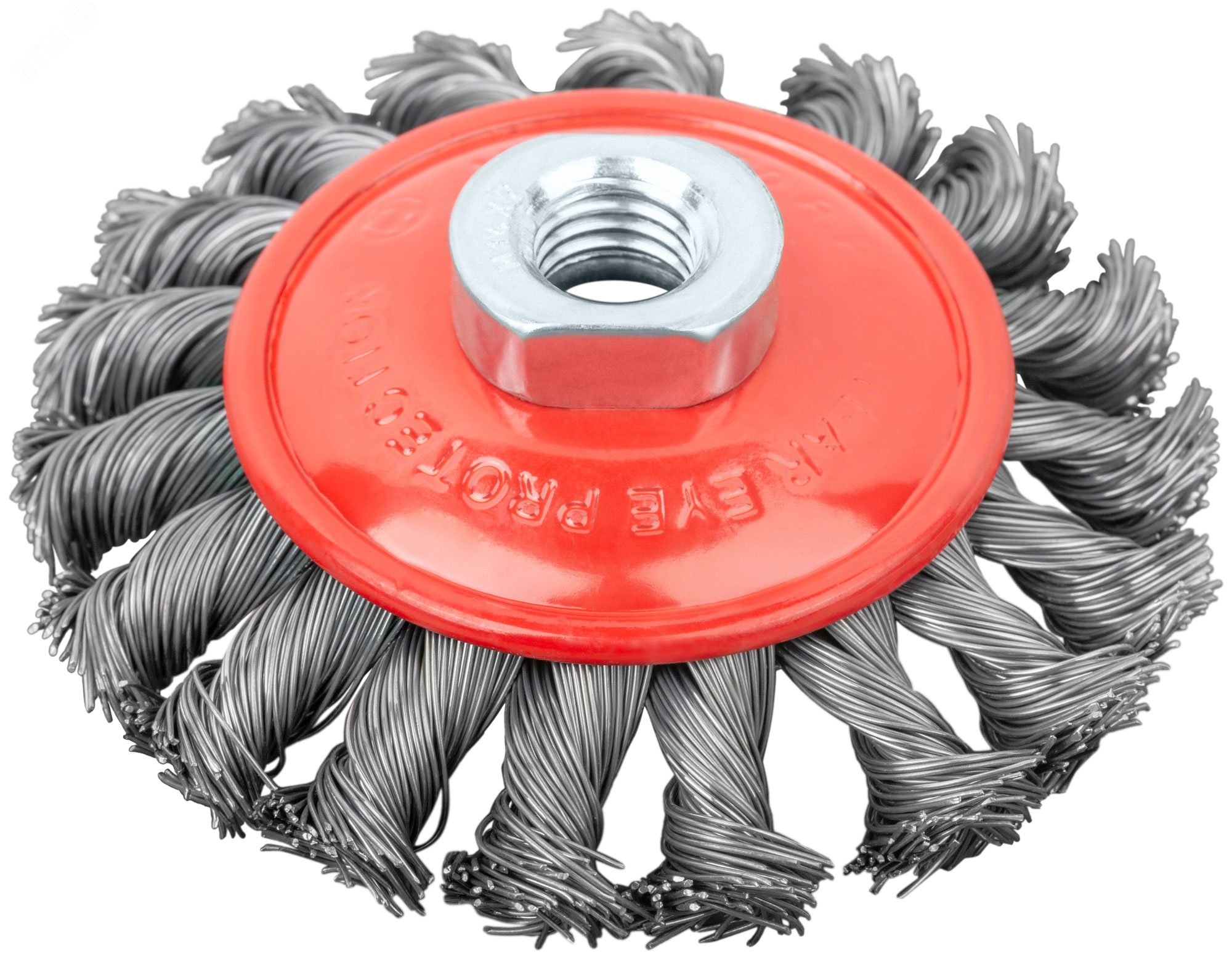 Изображение товара Кордщетка-колесо с наклоном гайка М14 стальная витая проволока 100 мм