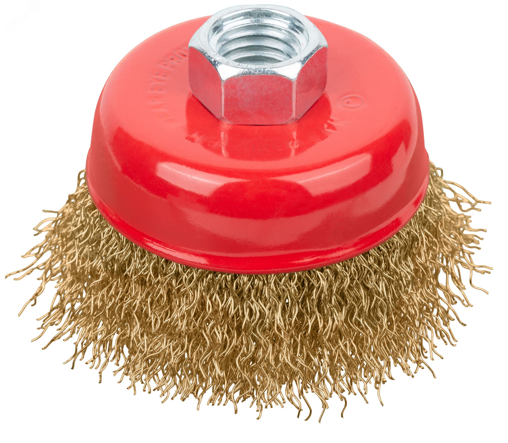 Изображение товара Кордщетка-чашка гайка М14 стальная латурированная волнистая 65 мм для УШМ