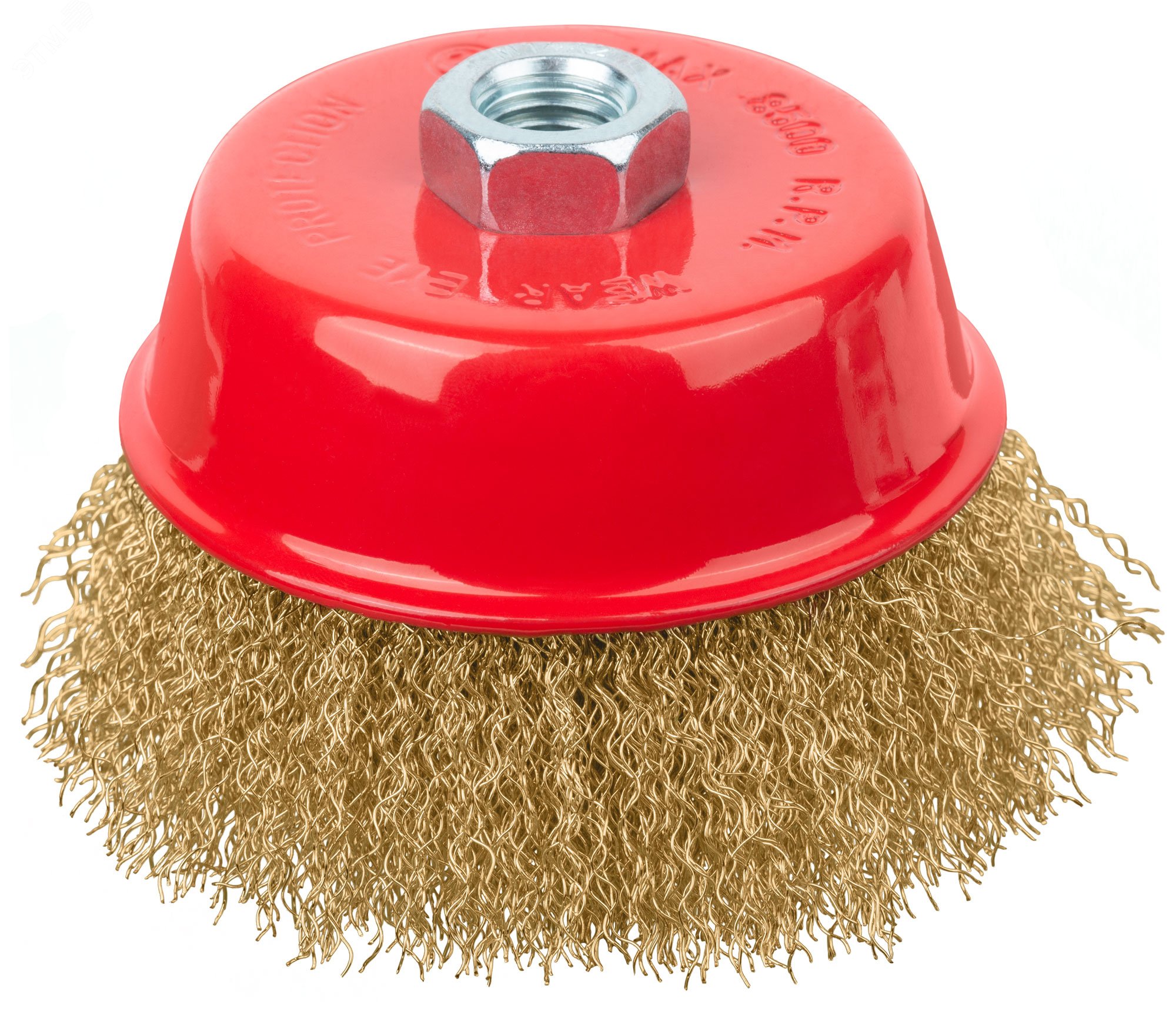 Изображение товара Корщетка-чашка, гайка М14, стальная латунная проволока 100 мм для УШМ