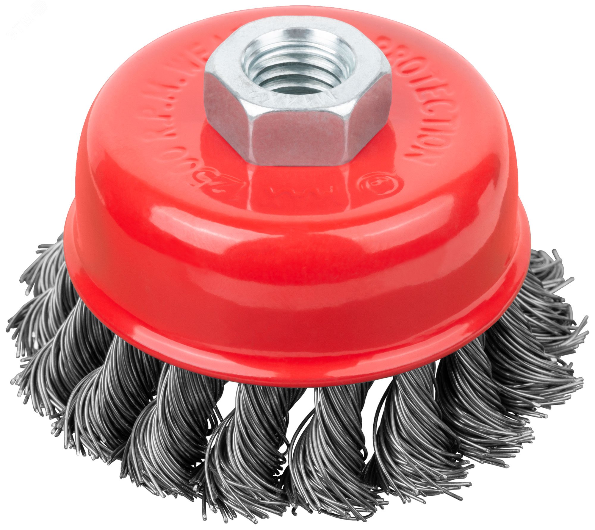 Изображение товара Корщетка-насадка с гайкой М14 75 мм стальная витая проволока для УШМ Изображение товара Корщетка-насадка с гайкой М14 75 мм стальная витая проволока для УШМ