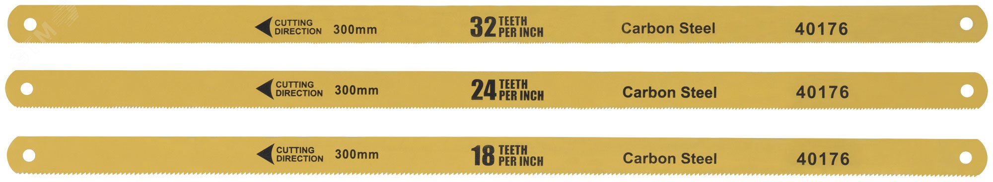 Изображение товара Полотна ножовочные по металлу односторонние 300 мм, набор 6 шт на подвесе (18ТPI+24ТPI+32ТPI) (упак)