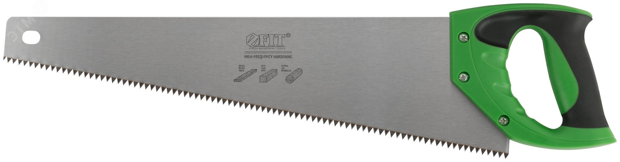 Изображение товара Ножовка по дереву, крупный каленый зуб 5 TPI, 2D заточка, пластиковая прорезиненная ручка 450 мм (шт)
