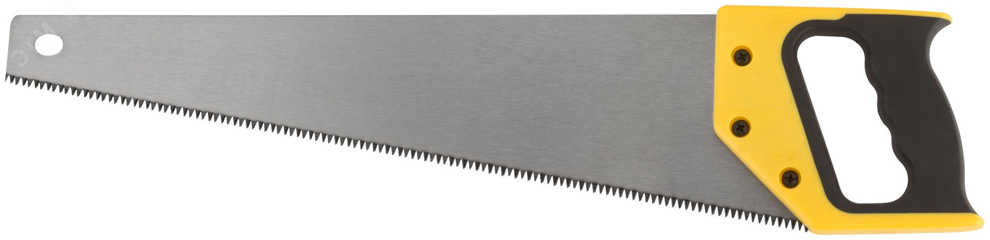 Изображение товара Ножовка по дереву 450 мм с каленым зубом и прорезиненной рукояткой Профи