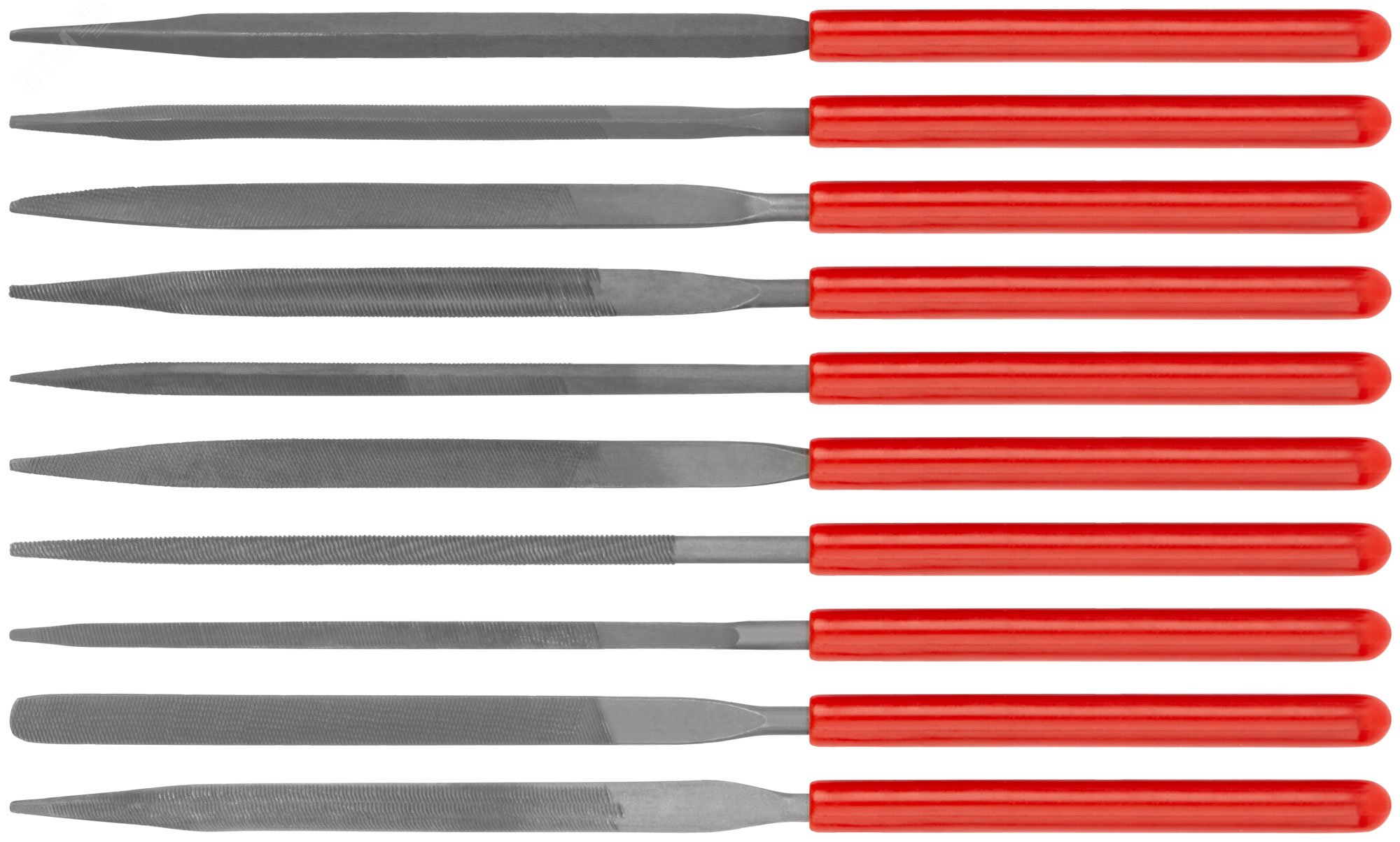 Изображение товара Набор узких надфилей FIT с ручками из ПВХ 10 шт разной формы для точной обработки