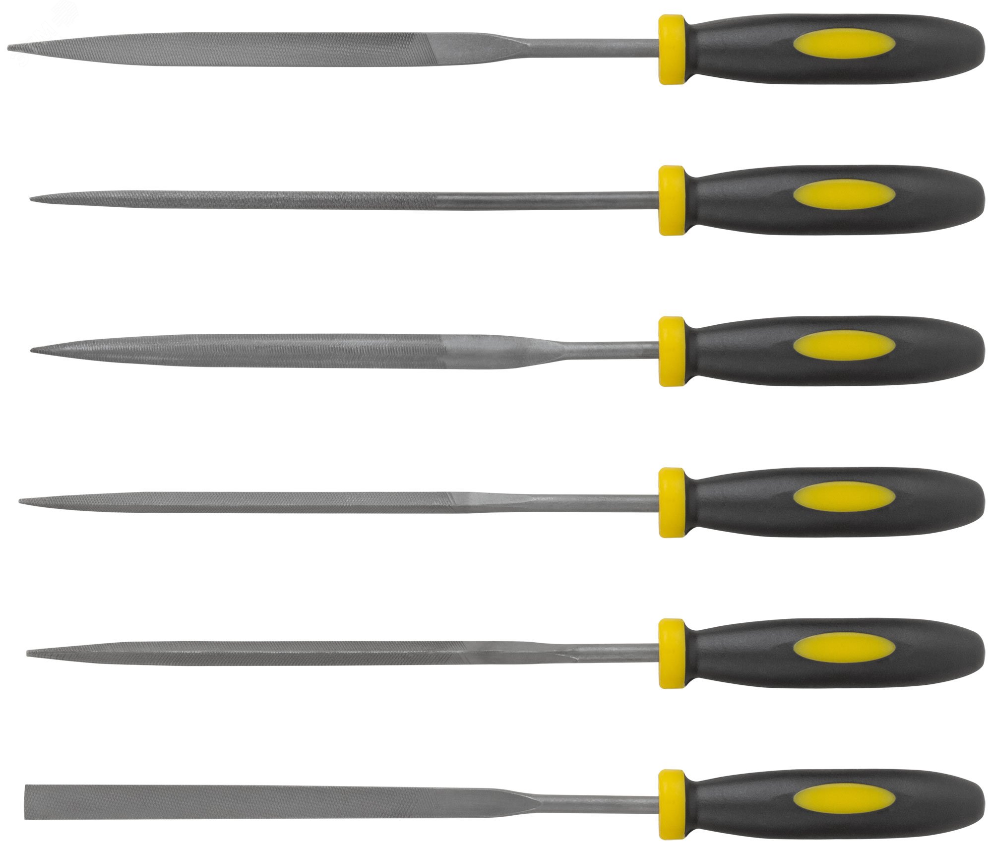 Изображение товара Надфили, прорезиненная ручка, 3х150 мм, 6 шт (шт)