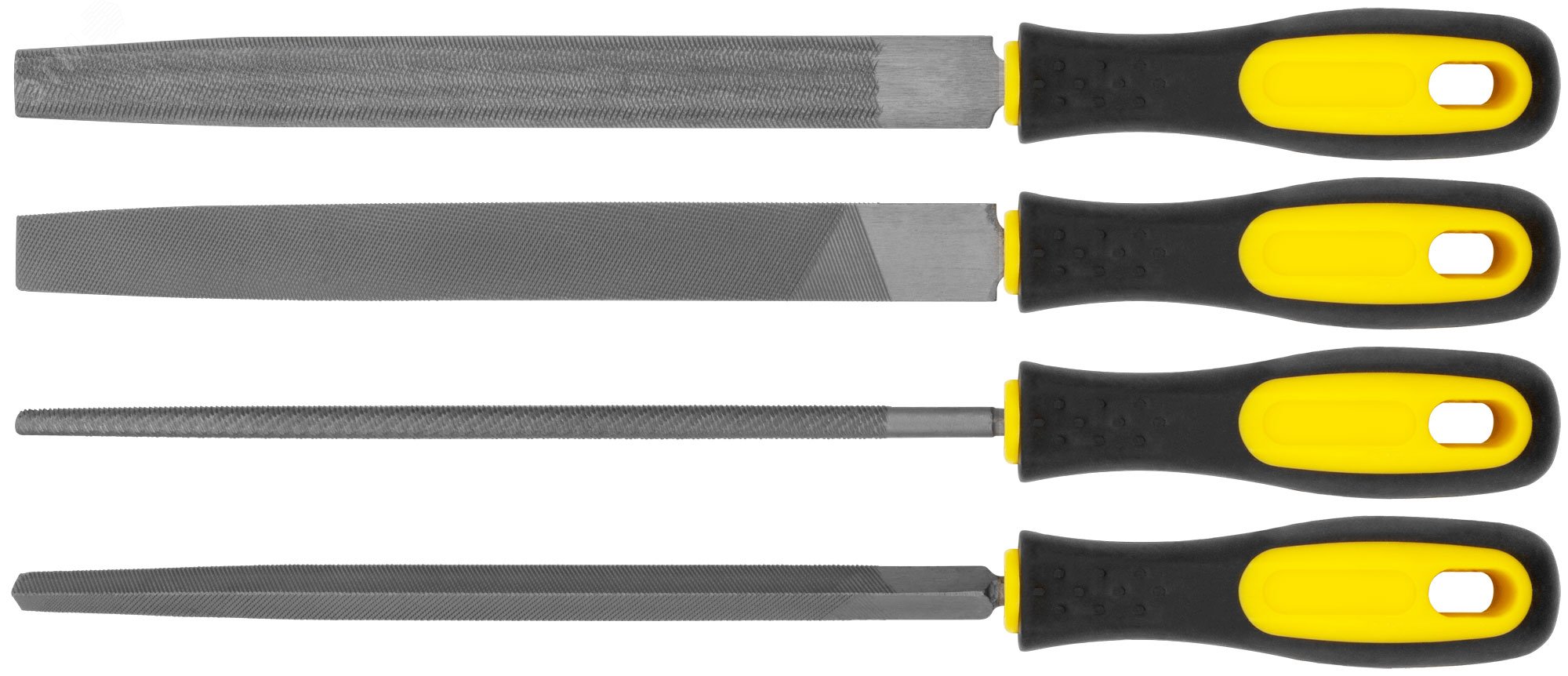 Изображение товара Набор напильников FIT IT 4 шт трехгранный плоский круглый полукруглый 200 мм для обработки материал