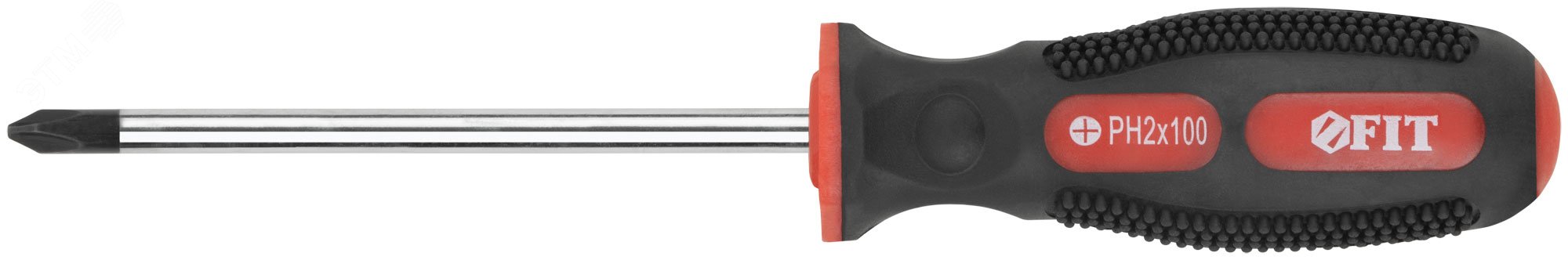 Изображение товара Отвертка универсал PH2 6х100 мм из хромованадиевой стали с магнитом и прорезиненной рукояткой
