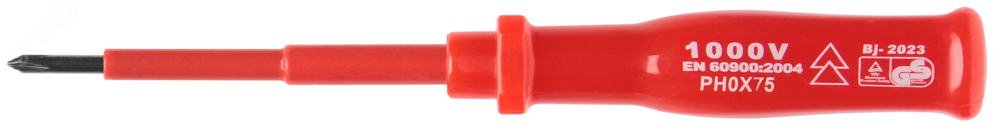 Изображение товара Изолированная отвертка 75 мм PH0 1000 В сталь CRV магнитная красная
