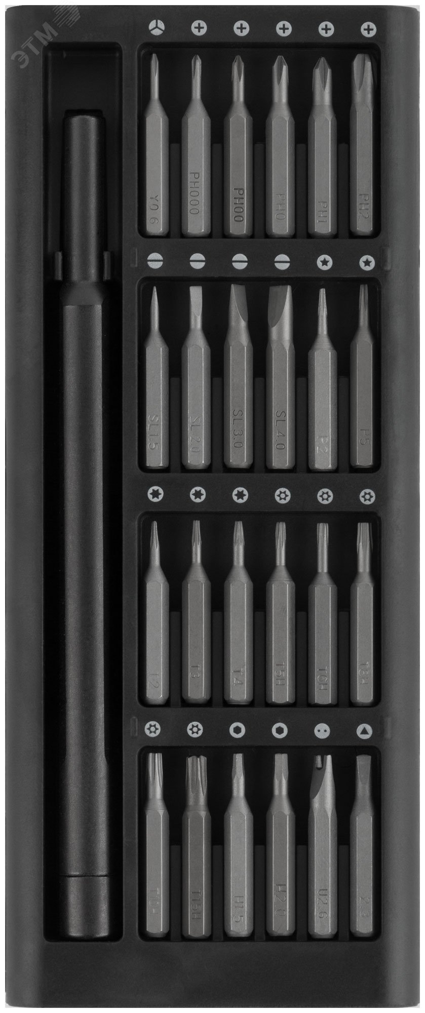 Изображение товара Профи Отвертка с битами 25 шт в алюминиевом кейсе для точных работ