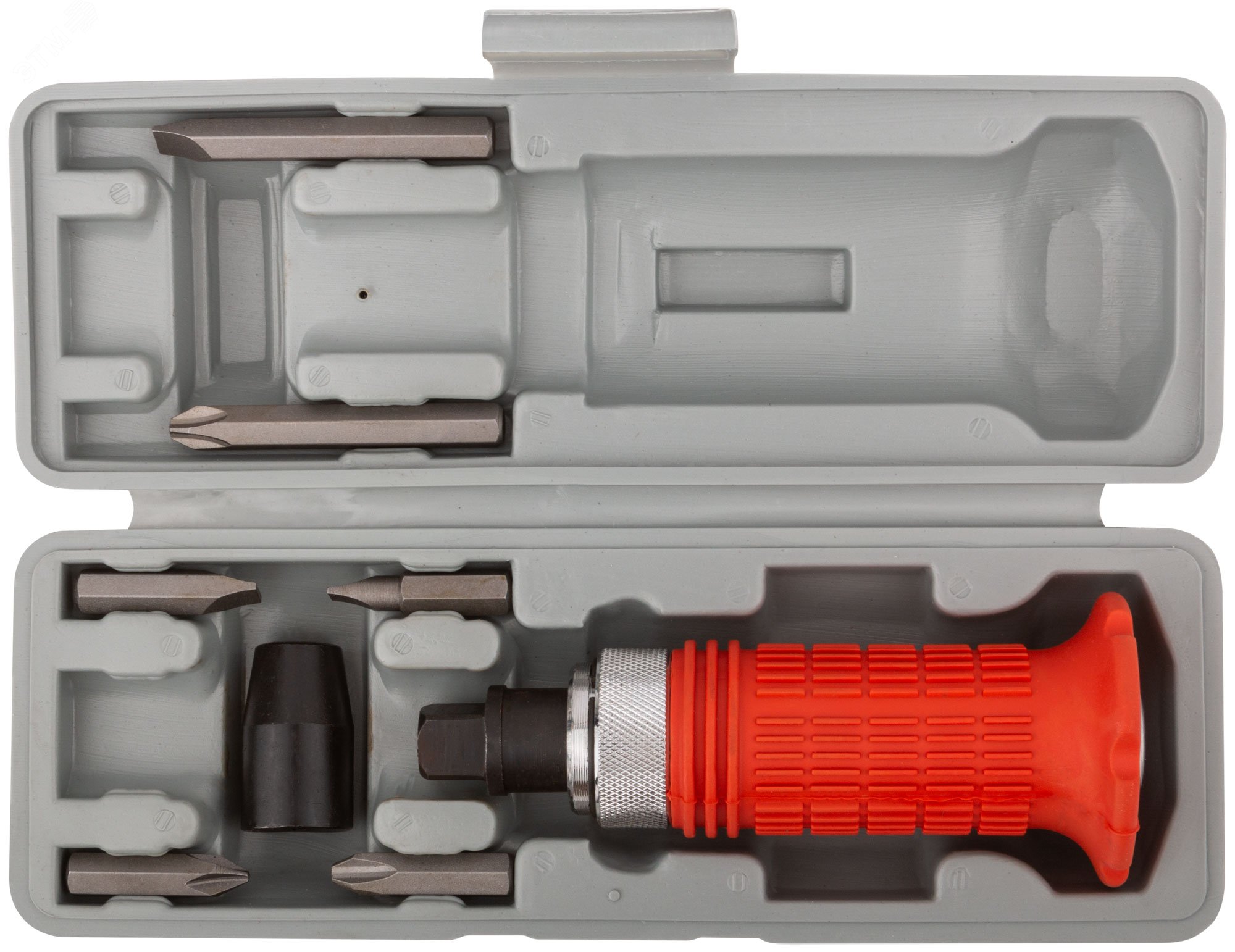 Изображение товара Отвертка ударная FIT с 6 бит и пластиковым кейсом, профессиональный инструмент