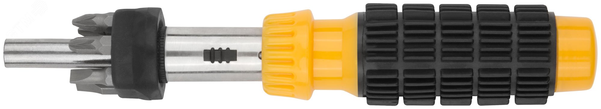 Изображение товара Отвертка реверсивная, 6 CrV бит, желтая ручка с антискользящей накладкой (шт)