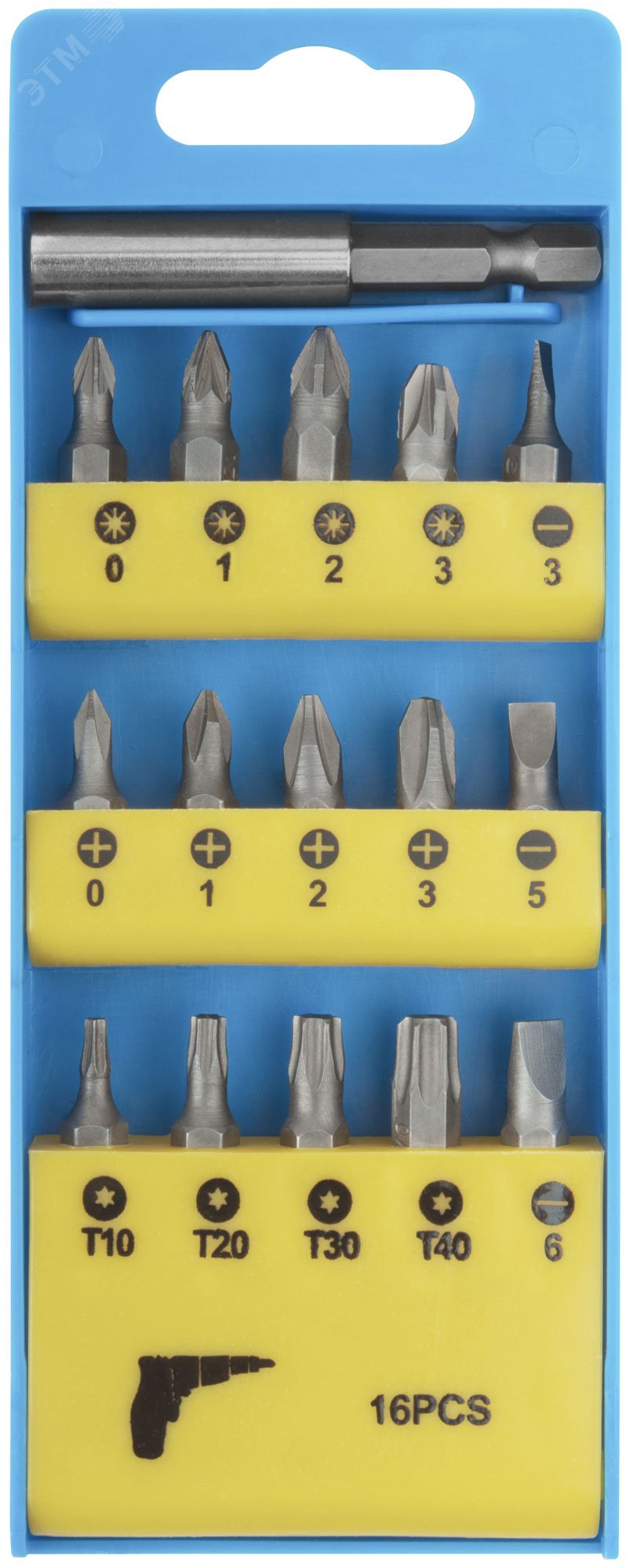 Изображение товара Набор бит 15 шт CrV 25 мм + адаптер FIT IT универсальный