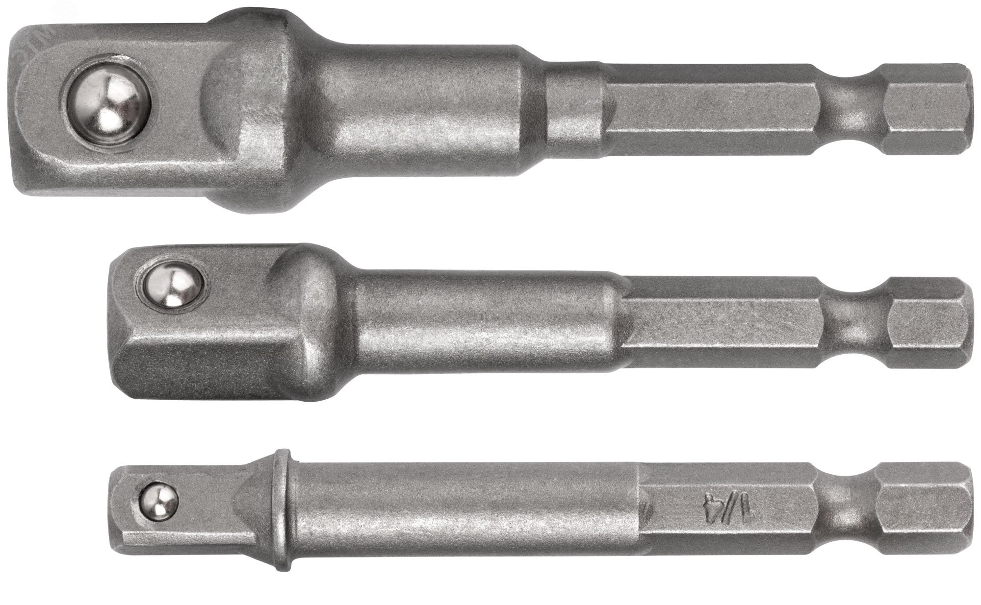 Изображение товара Набор адаптеров под головки с хвостовиками 3 шт из легированной стали для шуруповертов